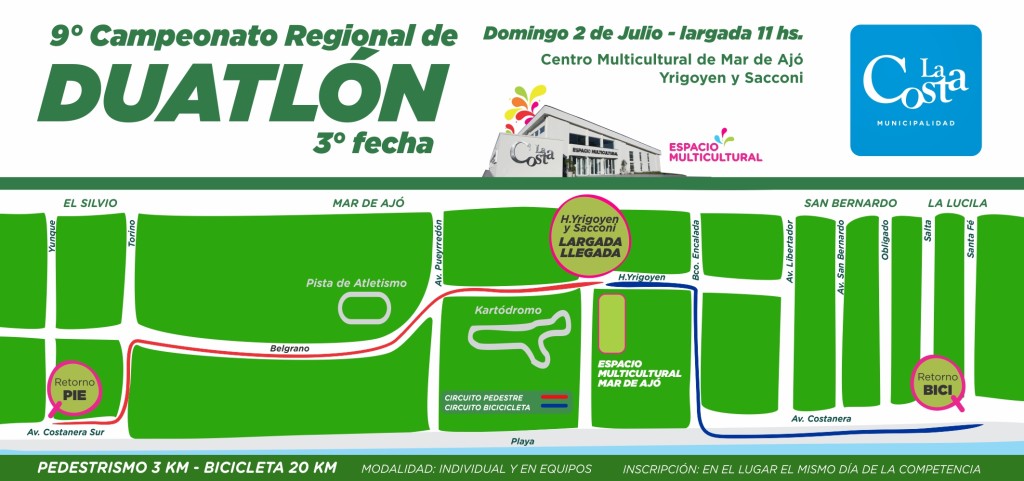 El domingo se corre en Mar de Ajó la tercera fecha del Campeonato Regional de Duatlón