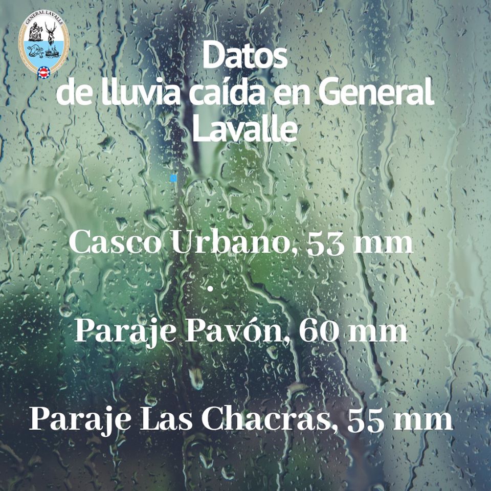 El Municipio informó los datos de lluvia caída en el partido de General Lavalle