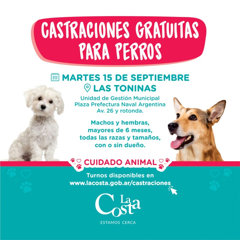 La campaña de castraciones gratuitas para perros y gatos llega esta semana a Las Toninas
