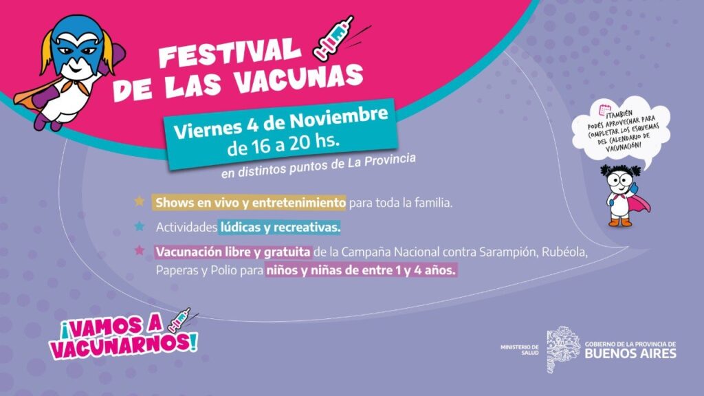 Llega el “Festival de las Vacunas” para potenciar la campaña contra el sarampión, rubéola, paperas y poliomielitis